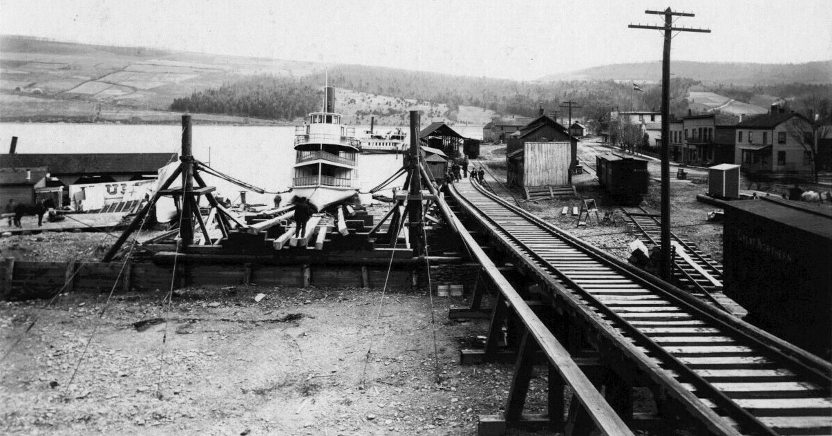 Steamer Mary Bell in the Slipway at Hammondsport, NY — photo courtesy of Steuben County Historical Society — Kirk House, Director